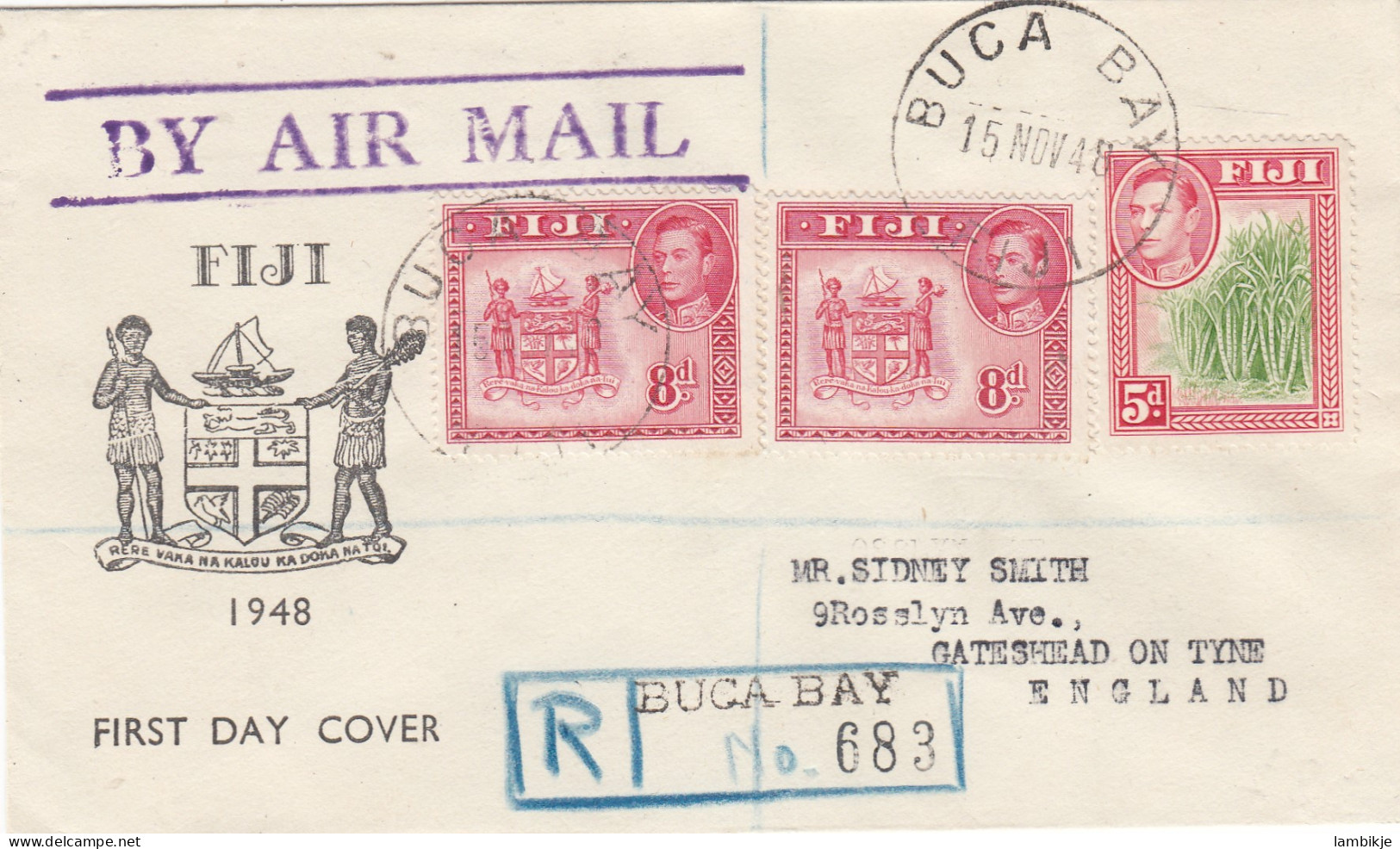 GB Colonies Fiji Islands Cover 1948 - Fiji (...-1970)