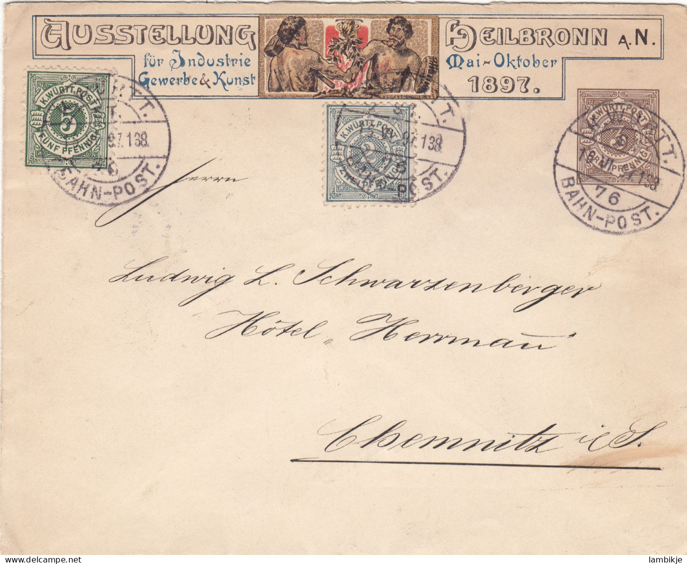 AD Württemberg Brief 1897 Austellung Heilbronn  - Andere & Zonder Classificatie
