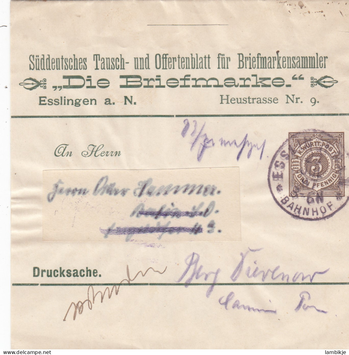 AD Württemberg Streiofband 1897 - Otros & Sin Clasificación