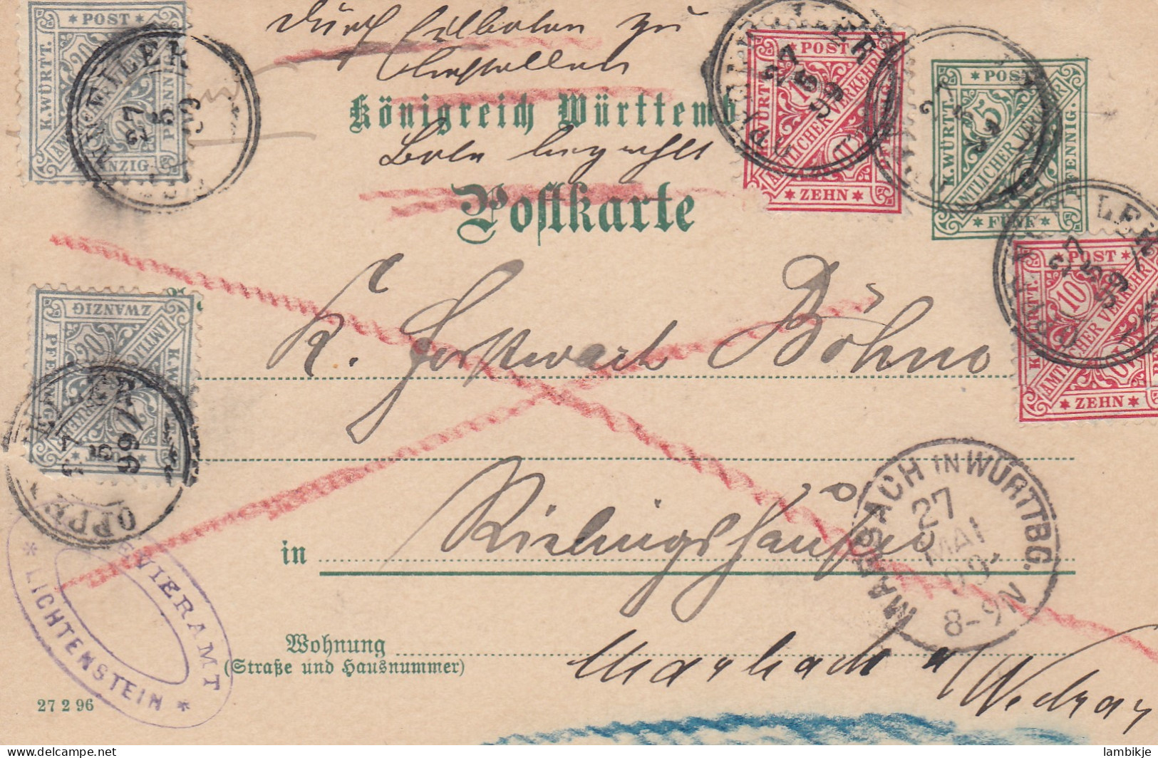 AD Württemberg Postkarte 1899 - Autres & Non Classés