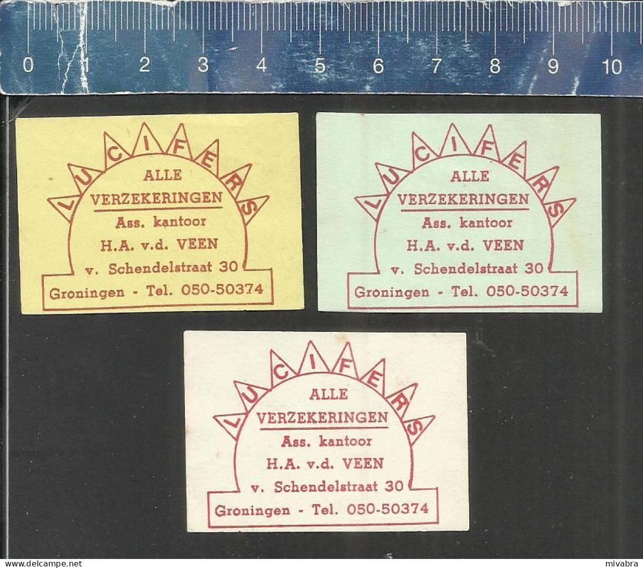 LUCIFERS ALLE VERZEKERINGEN H. A. V. D. VEEN - GRONINGEN -  MATCHBOX LABELS  MADE THE NETHERLANDS - Zündholzschachteletiketten