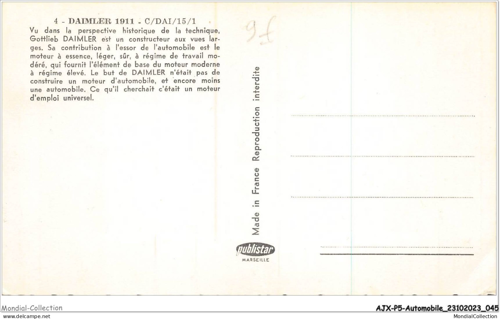 AJXP5-0501 - AUTOMOBILE - DAIMLER 1911 - Busse & Reisebusse