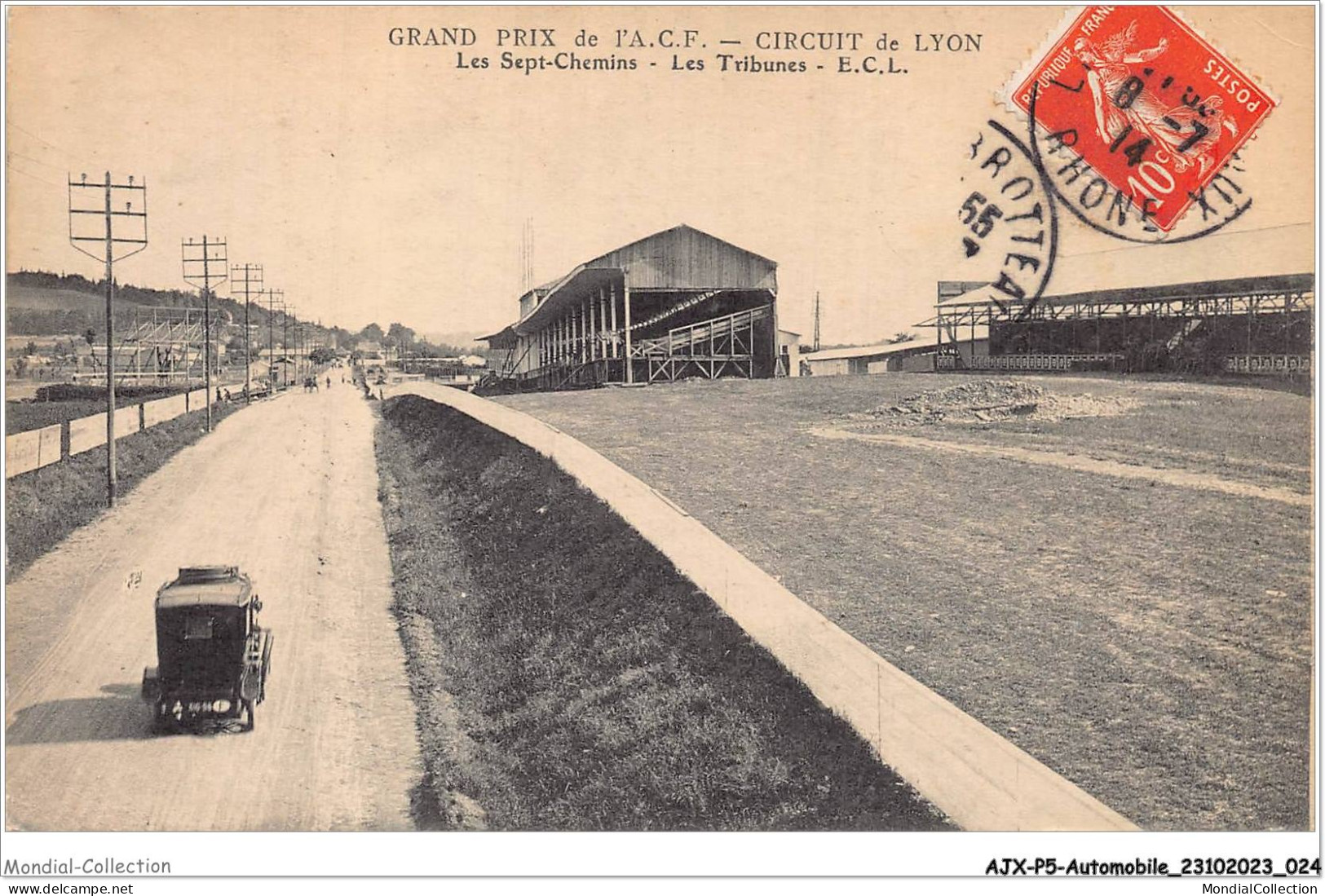 AJXP5-0491 - AUTOMOBILE - GRAND PRIX De L'ACF - CIRCUIT DE LYON - Les Sept-cHemins - Les Tribunes - Autobus & Pullman