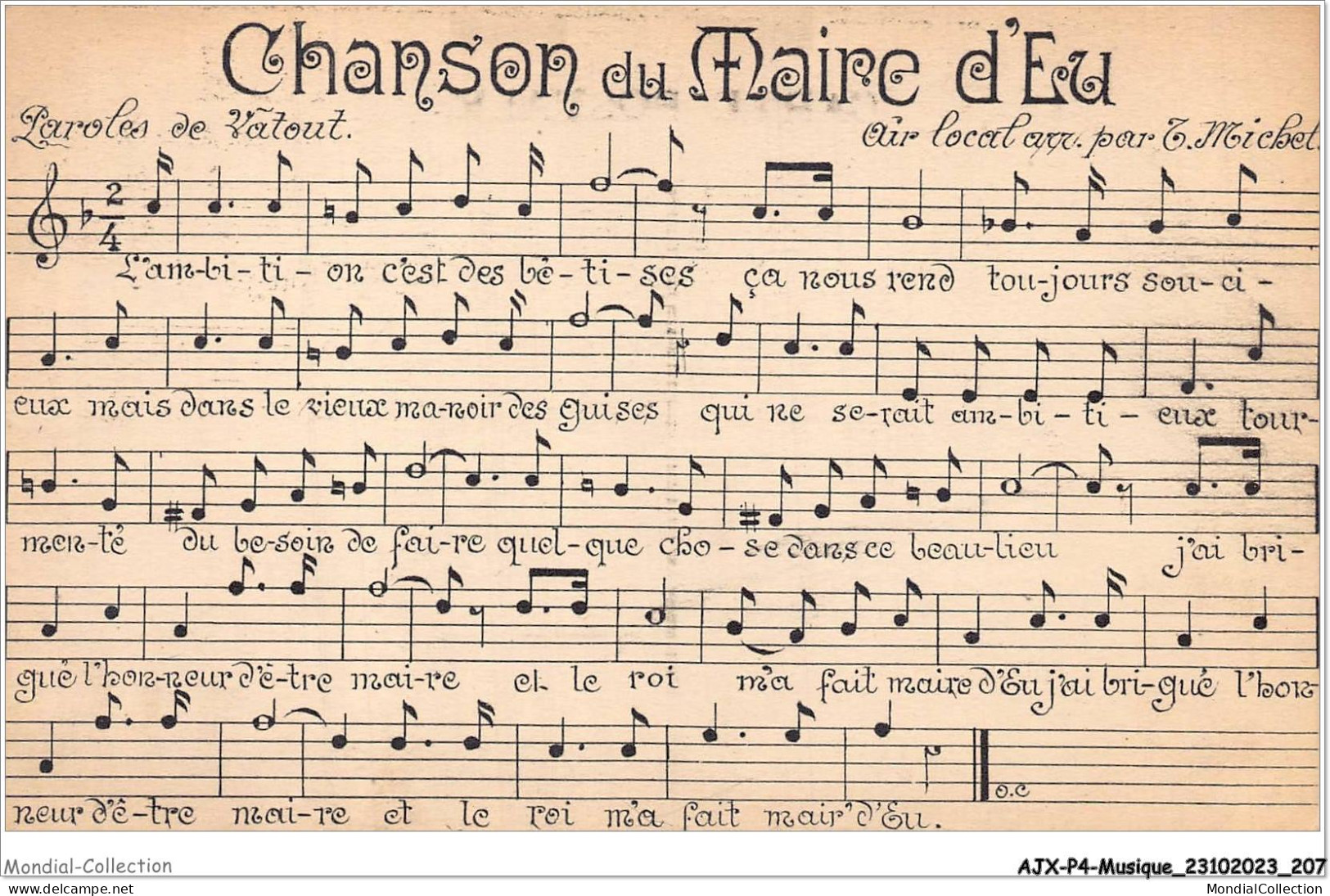 AJXP4-0443 - MUSIQUE - CHANSON DU MAIRE D'EU - Muziek En Musicus
