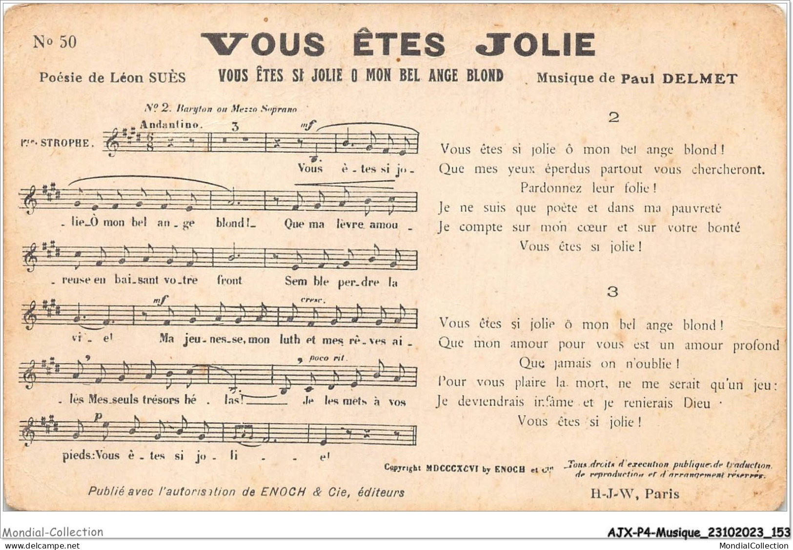 AJXP4-0416 - MUSIQUE - VOUS ETES JOLIE - VOUS ETES ST JOLIE O MON BEL ANGE BLOND - Musique Et Musiciens