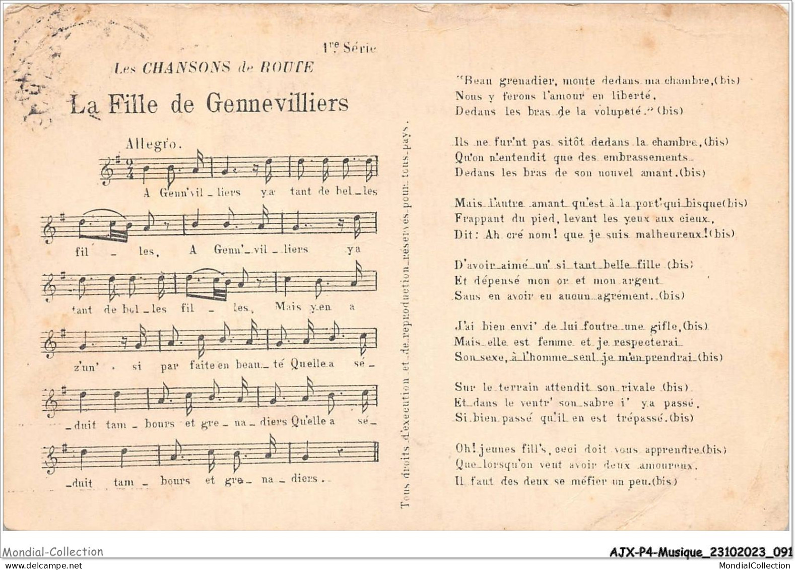 AJXP4-0385 - MUSIQUE - LA FILLE DE GENNEVILLIERS - Musique Et Musiciens