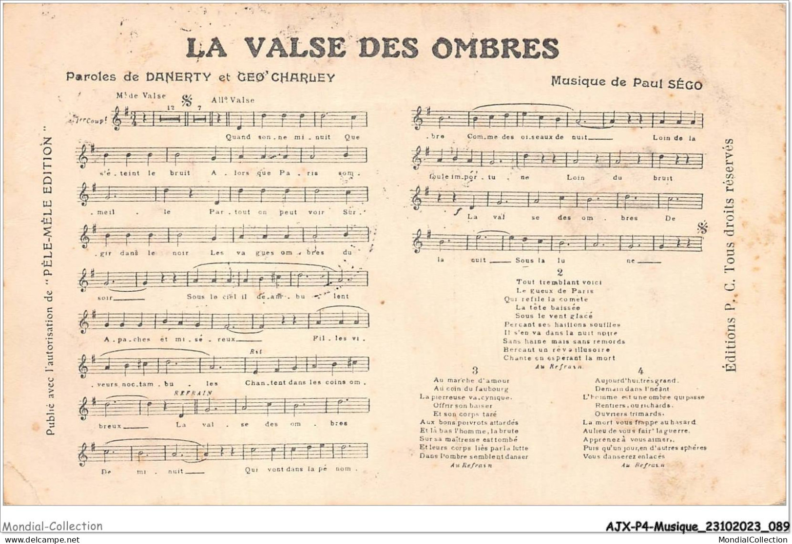 AJXP4-0384 - MUSIQUE - LA VALSE DES OMBRES - Music And Musicians