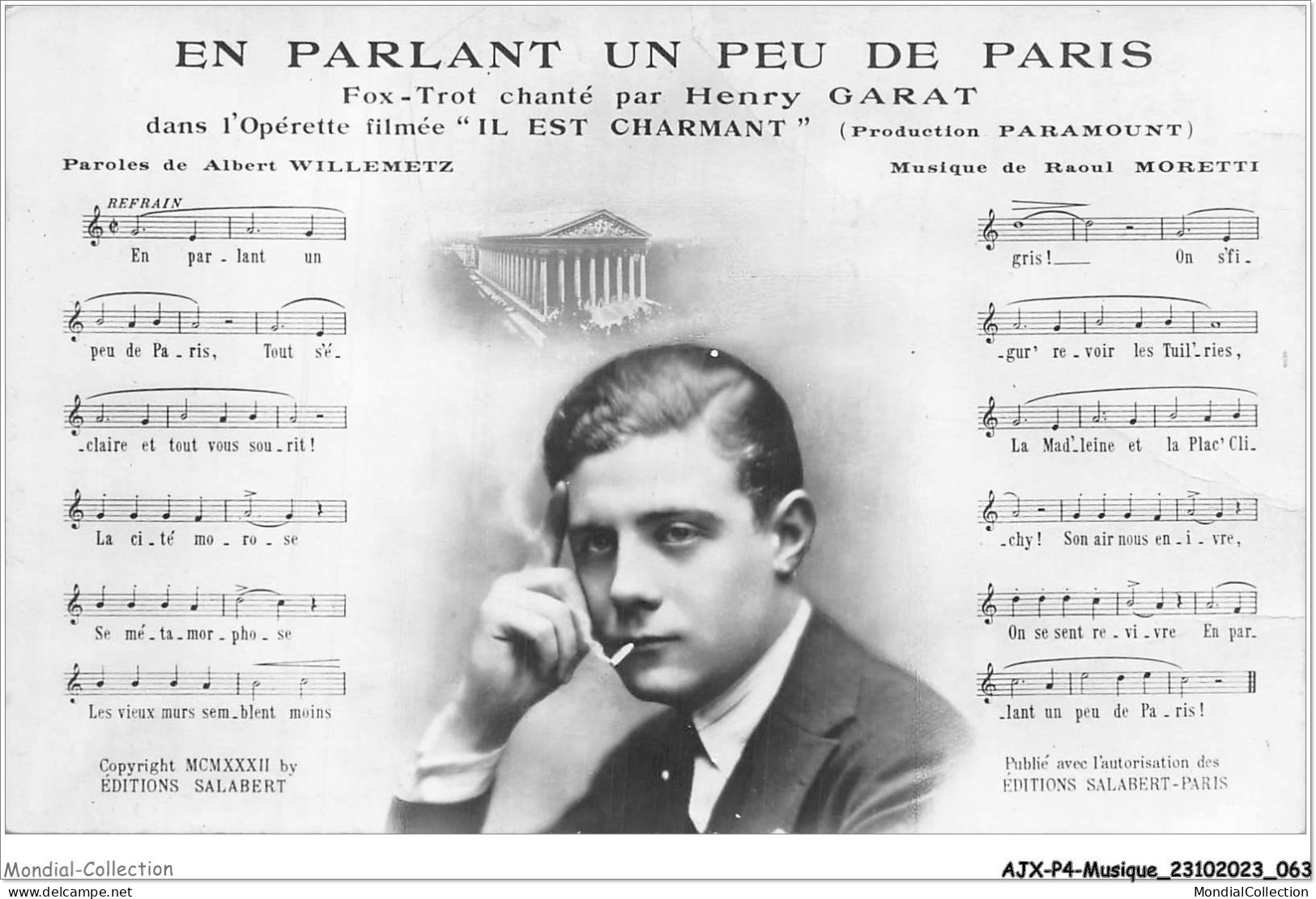 AJXP4-0371 - MUSIQUE - EN PARLANT UN PEU DE PARIS - FOX - TROT Chante Par HENRY GARAT - Musique Et Musiciens