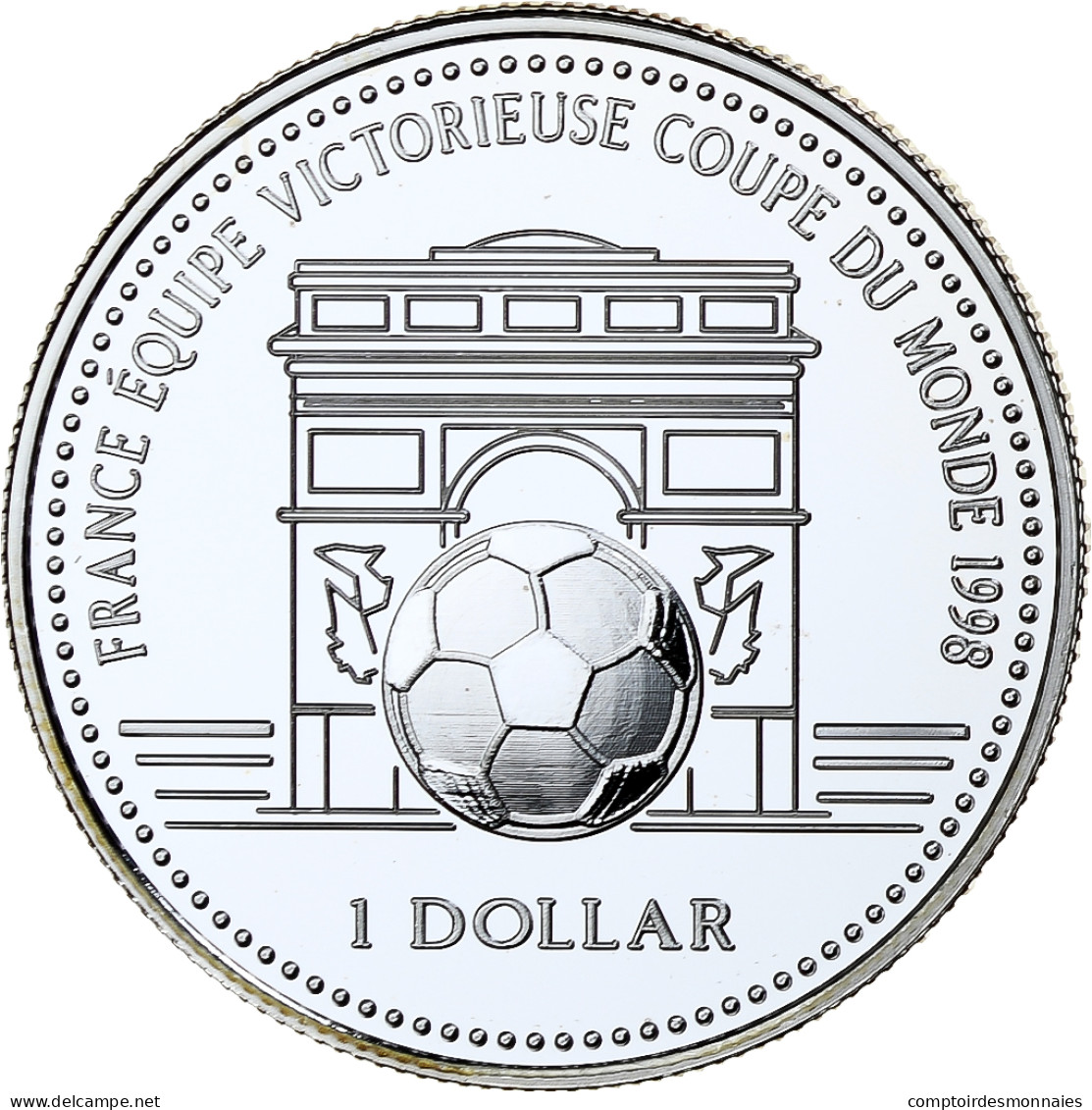 Îles Cook, 1 Dollar, World Cup France 1998, 1998, BE, Argent, FDC - Cook Islands