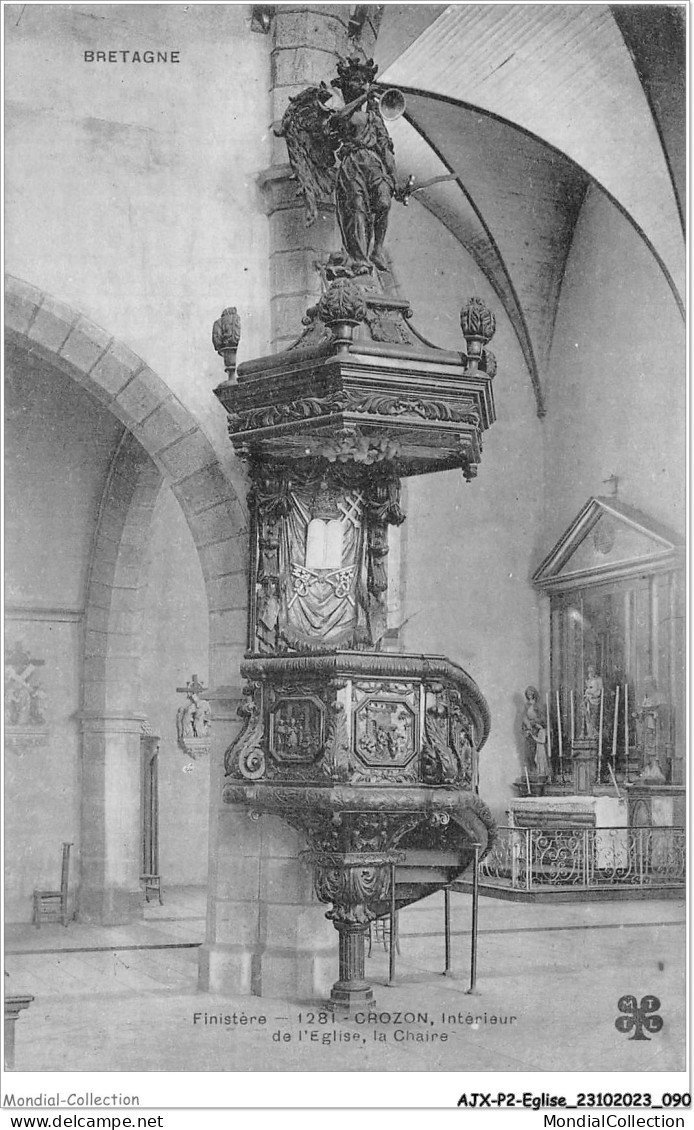 AJXP2-0141 - EGLISE - FINISTRE - CROZON - Interieur De L'eglise - La Chaire - Eglises Et Cathédrales