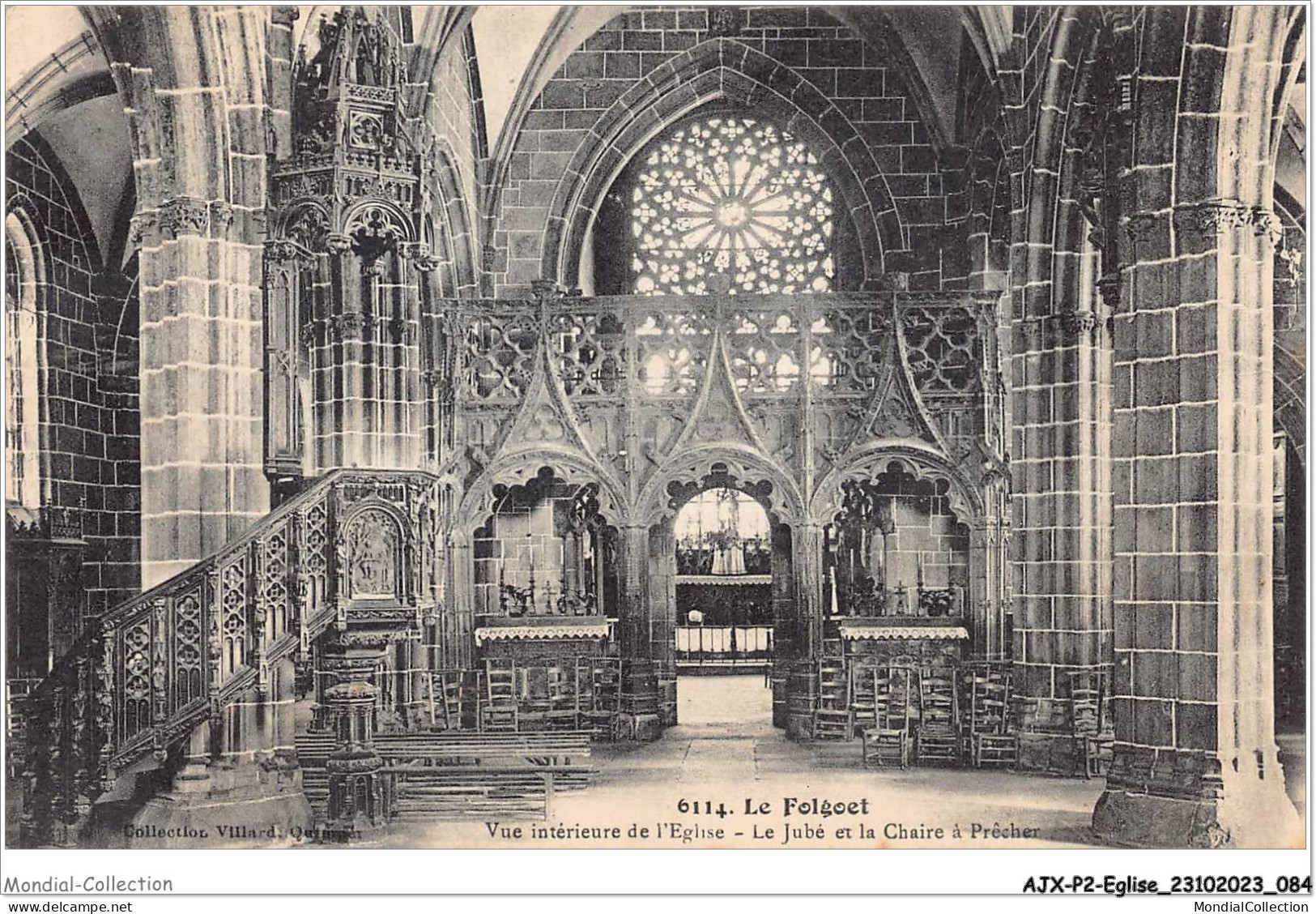 AJXP2-0138 - EGLISE - LE FOLGOET - Vue Interieure De L'eglise - Le Jube Et La Chaire A Precher - Churches & Cathedrals