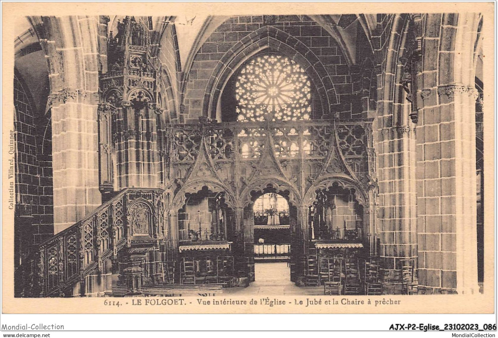 AJXP2-0139 - EGLISE - LE FOLGOET - Vue Interieure De L'eglise - Le Jube Et La Chaire A Precher - Churches & Cathedrals