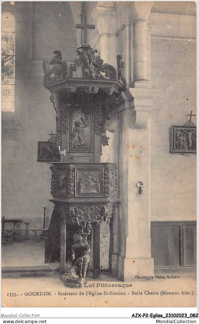 AJXP2-0137 - EGLISE - LE LOT PITTORESQUE - GOURDON - Interieur De L'eglise ST-Simeon - Belle Chaire - Kirchen U. Kathedralen