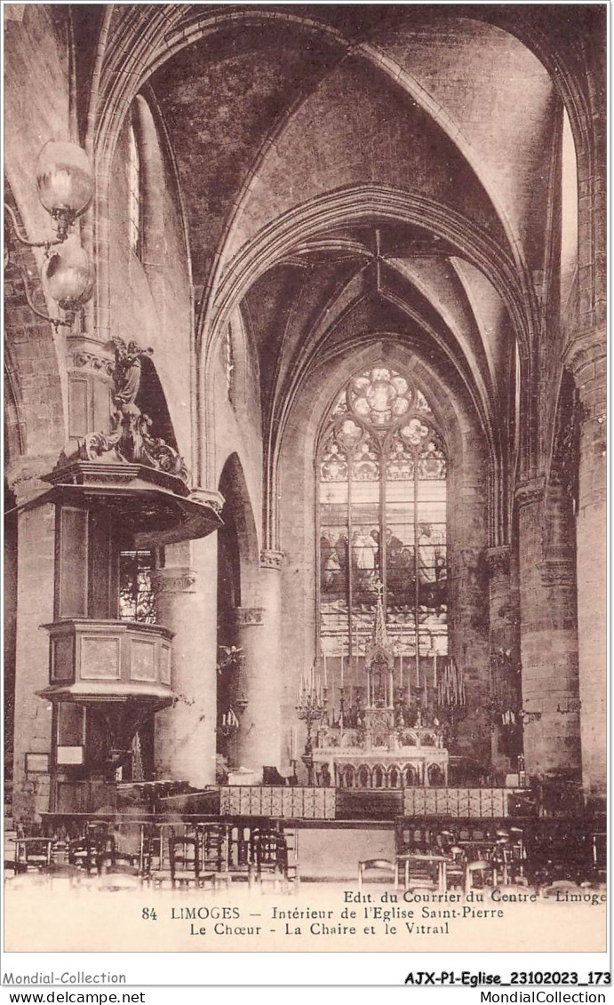 AJXP1-0089 - EGLISE - LIMOGES - Interieur De L'eglise Saint-Pierre - Le Choeur - La Chaire Et Le Vitrail - Churches & Cathedrals