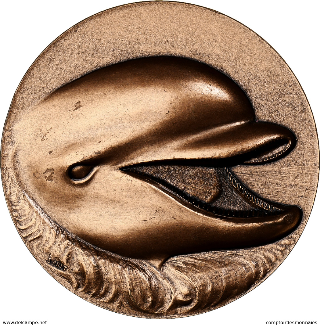 France, Médaille, Les Dauphins, Bronze Florentin, Bret, SUP+ - Autres & Non Classés