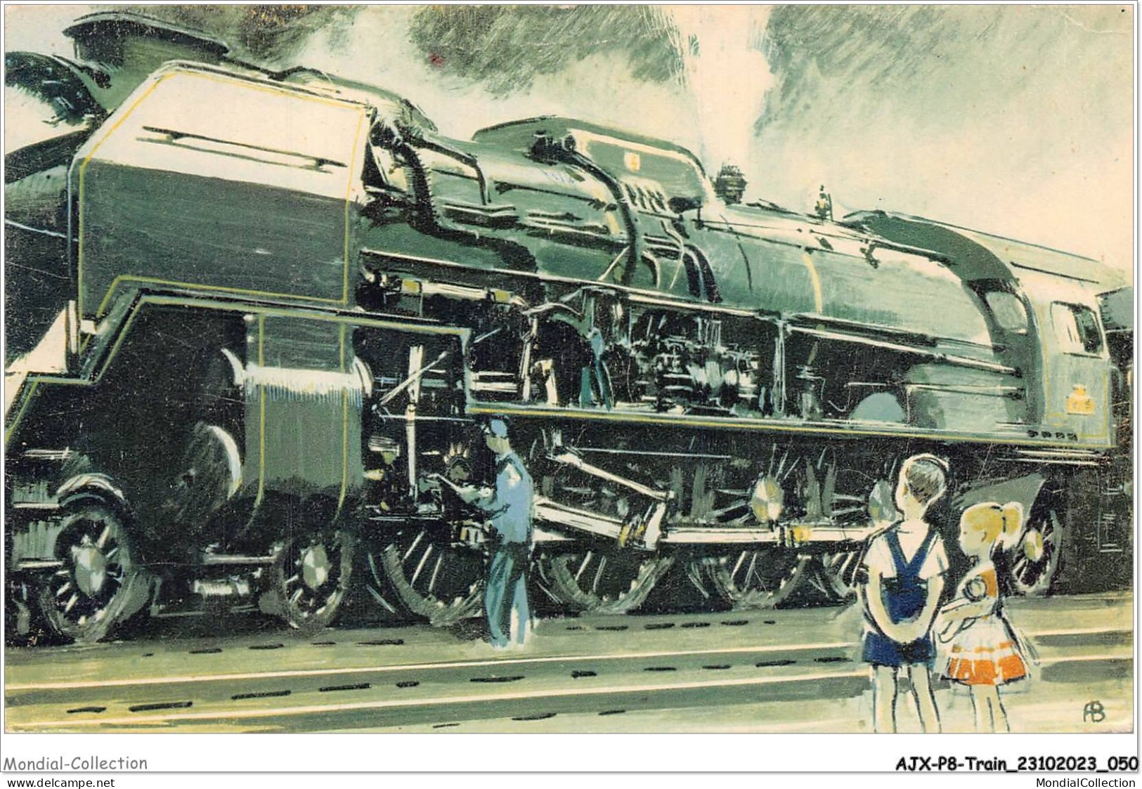 AJXP8-0757 - TRAIN - COMITE NATIONAL DE L'ENFANCE - Une Locomotive A Vapeur - Trains