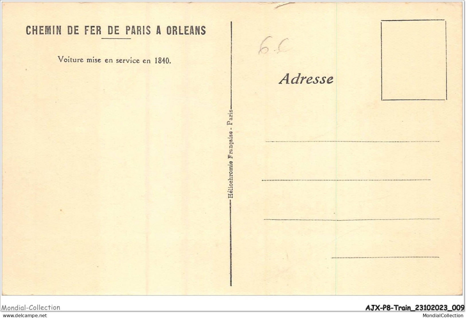 AJXP8-0736 - TRAIN - CHEMIN DE FER DE PARIS A ORLEANS - Voiture Mise En Service En 1840 - Eisenbahnen