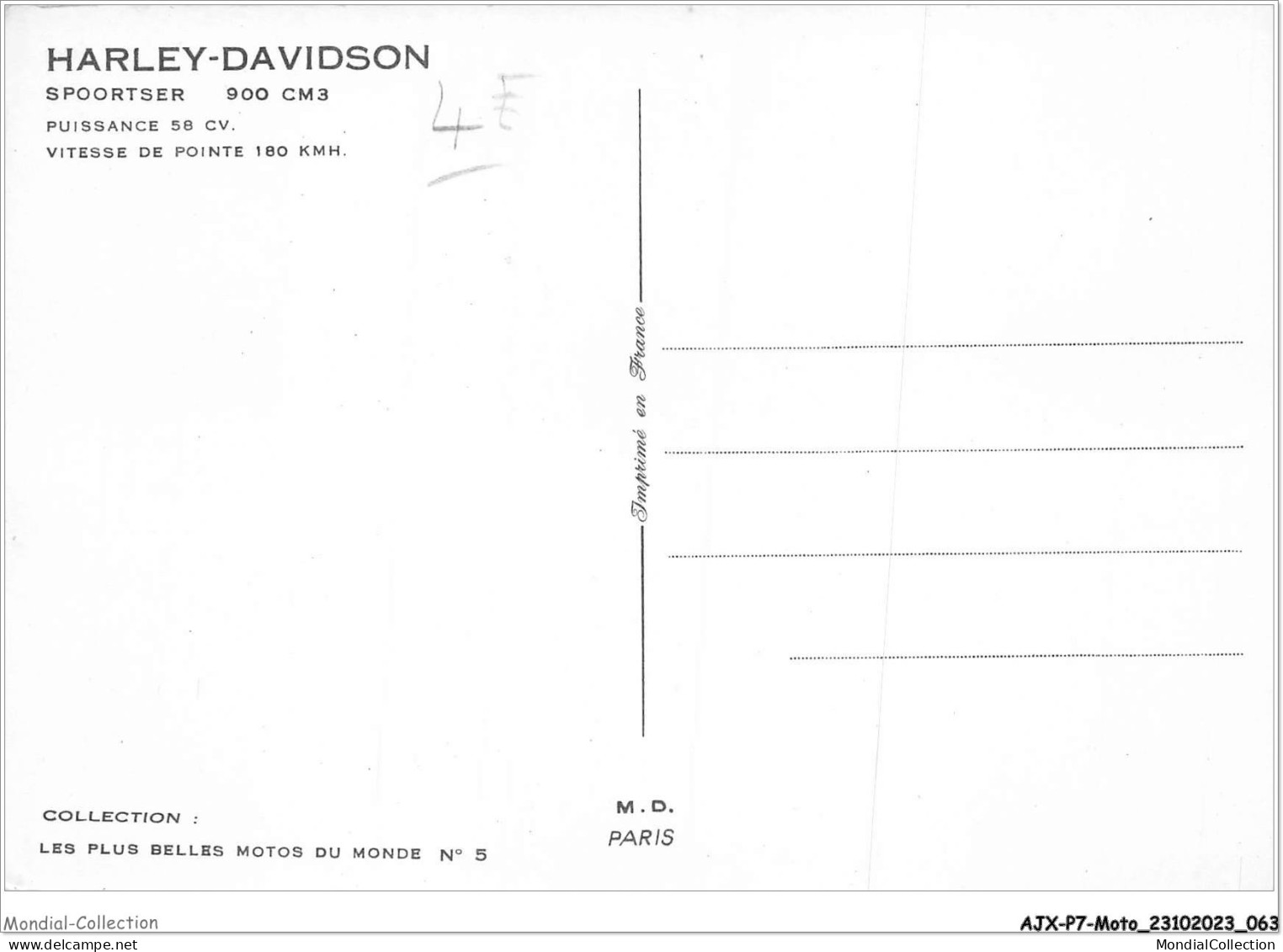 AJXP7-0703 - MOTO - HARLEY-DAVIDSON - SPOORTSER 900 CM3 - Motos