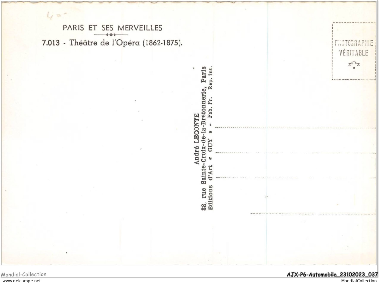 AJXP6-0592 - AUTOMOBILE - THEATRE DE L'OPERA - Autobus & Pullman