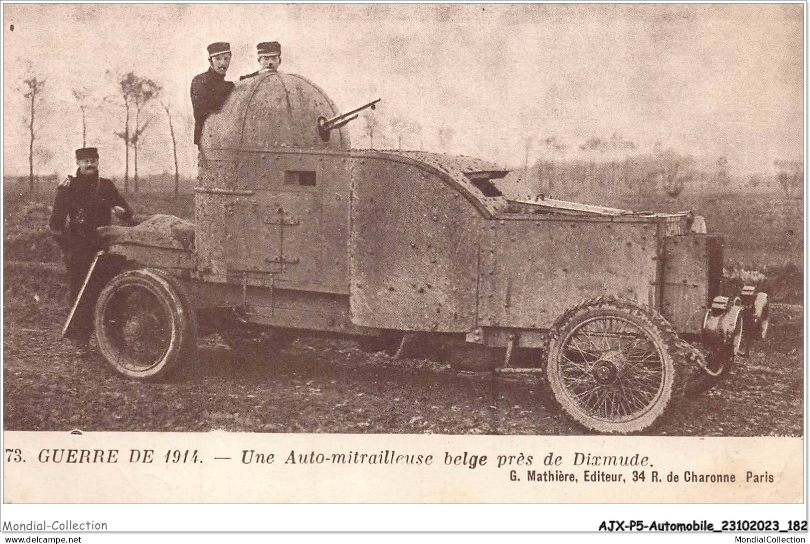 AJXP5-0570 - AUTOMOBILE - La Guerre 1914 - Une Auto-mitrailleuse Belge Pres De Dixmude - Camión & Camioneta