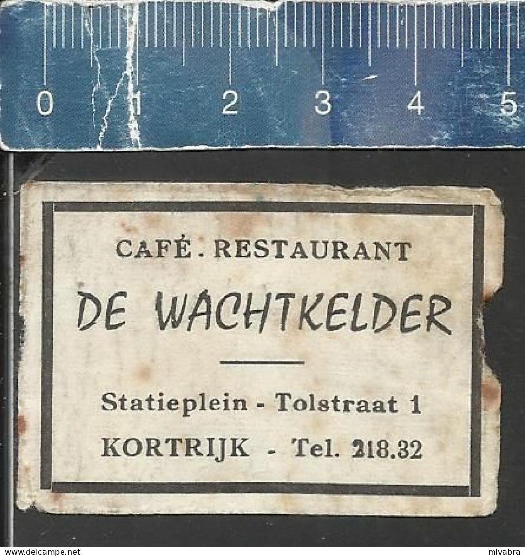 CAFÉ RESTAURANT DE WACHTKELDER - KORTRIJK - OLD VINTAGE  MATCHBOX LABEL  MADE BELGIUM - Matchbox Labels