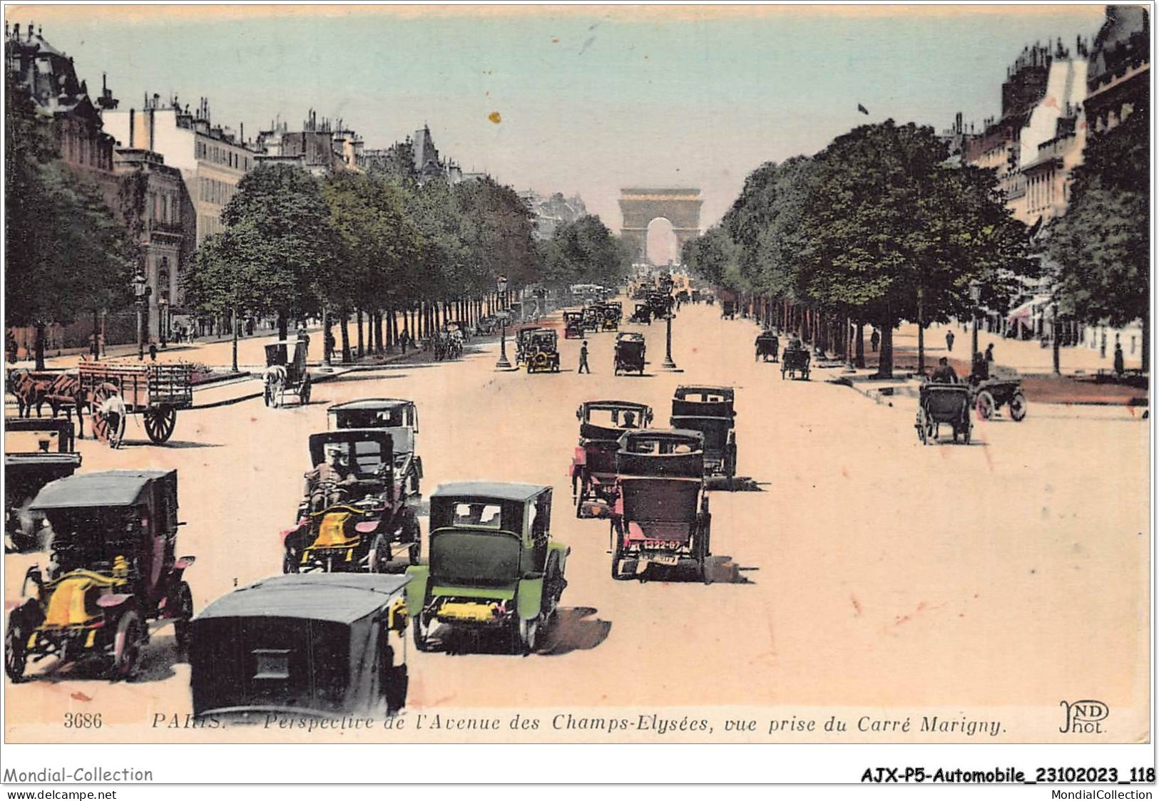 AJXP5-0538 - AUTOMOBILE - PARIS - Perspective De L'avenue Des Champs-Elysees - Vue Prise Du Carree Marigny - Busse & Reisebusse