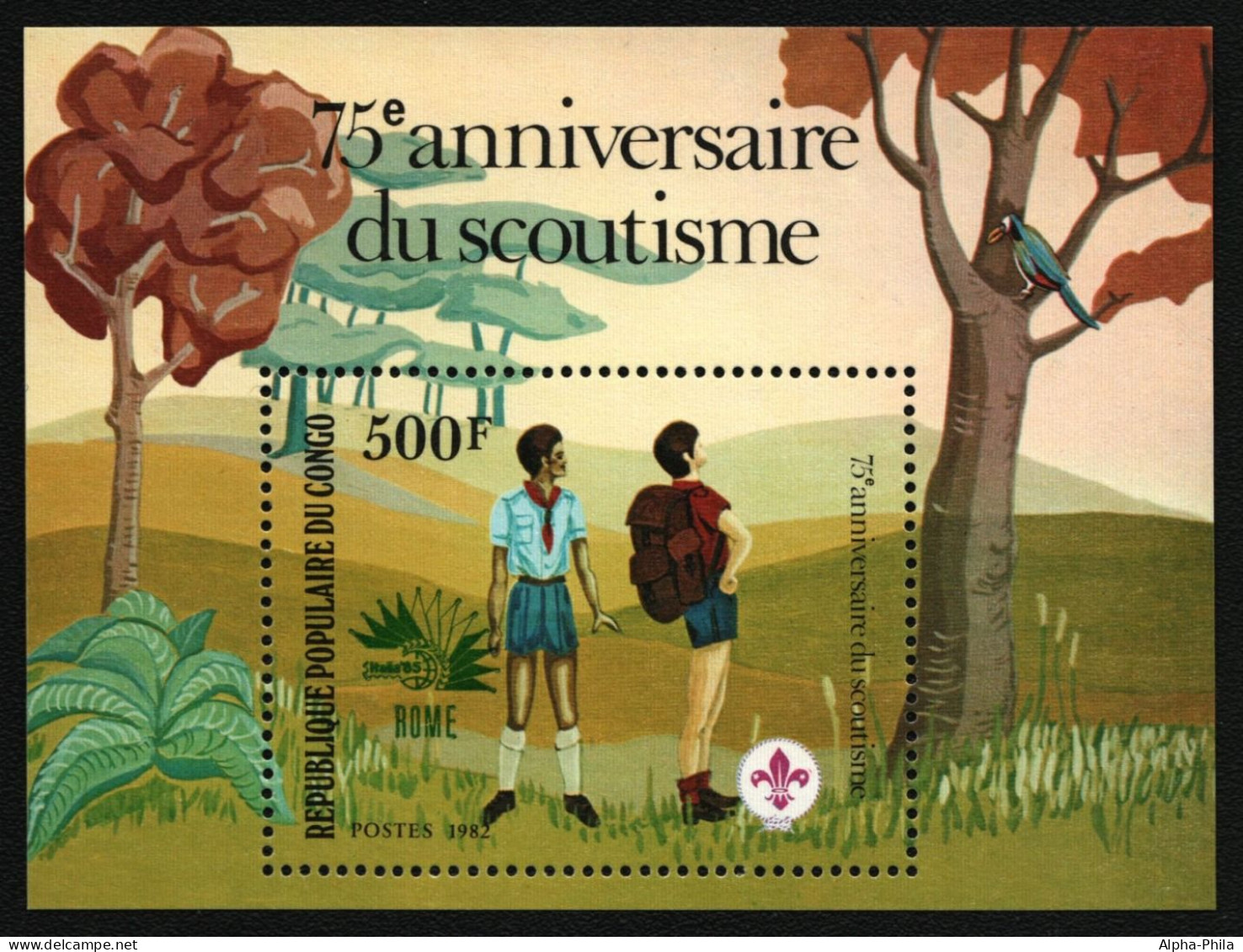 Kongo-Brazzaville 1985 - Mi-Nr. Block 37 ** - MNH - ITALIA '85 - Mint/hinged