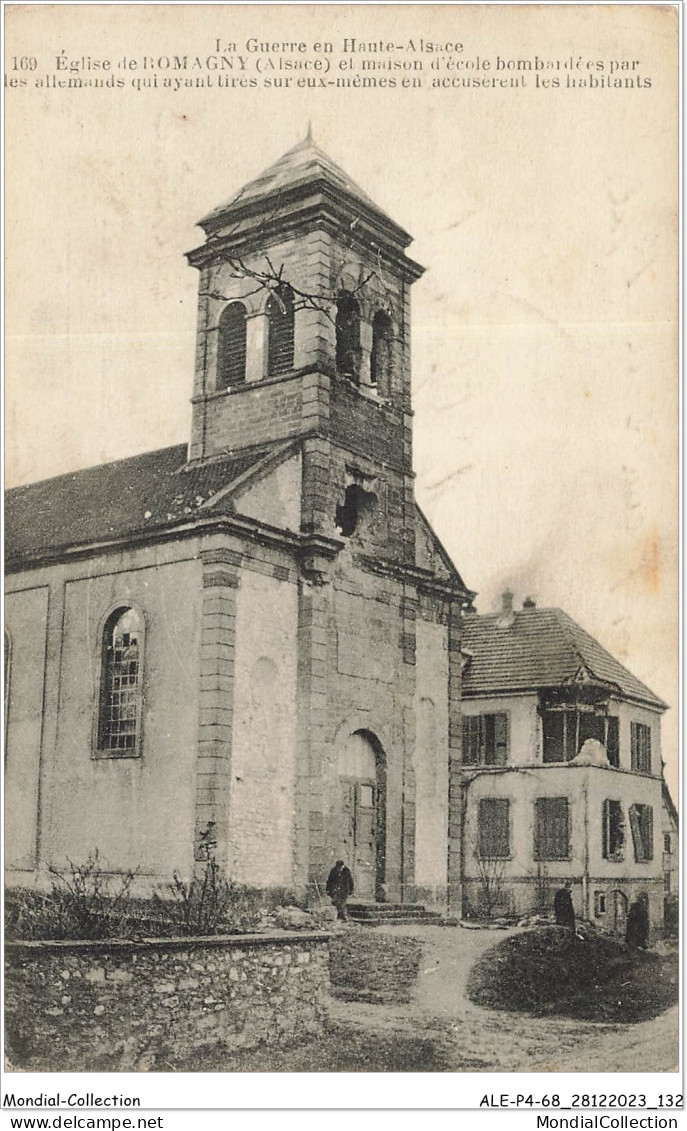 ALE1P4-68-0367 - La Guerre En Haute-alsace - église De - ROMAGNY - Et Maison D'école Bombardées Par Les Allemands - Altkirch