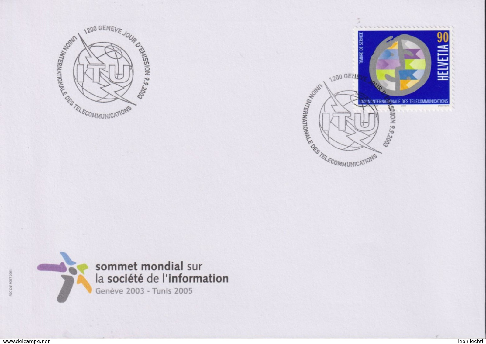 2003 Schweiz, UIT/ITU, FDC Zum:CH 18, Mi:CH 18, Informationsgesellschaft - Officials