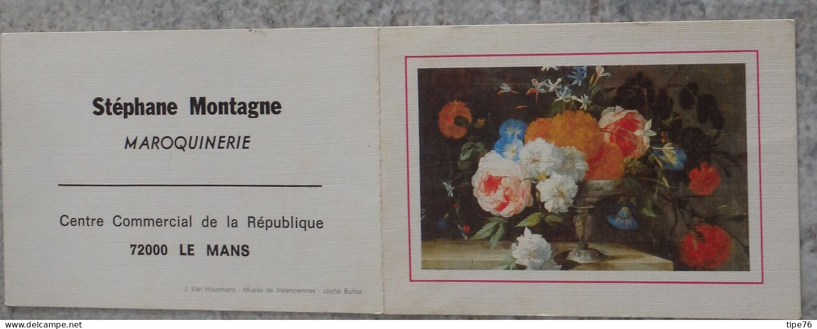 Petit Calendrier Poche 1982 Peinture Fleurs Van Huyslans  Maroquinerie Le Mans Sarthe - Small : 1981-90