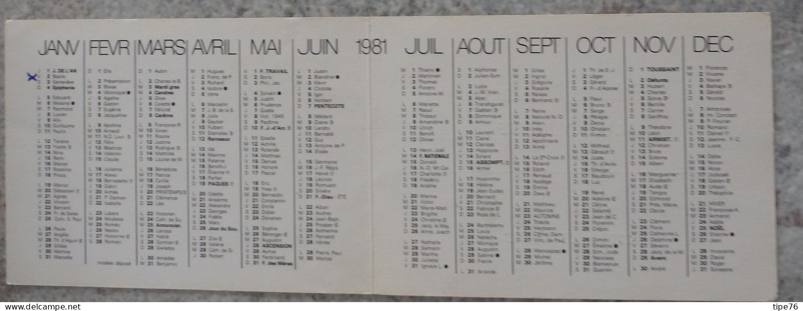 Petit Calendrier Poche 1982 Peinture Fleurs Van Huyslans  Maroquinerie Le Mans Sarthe - Small : 1981-90