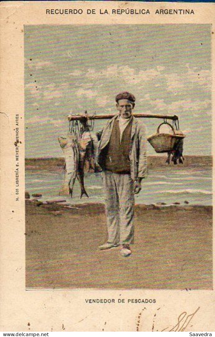 Argentina, Buenos Aires, 1900, Vendedor De Pescado (peddler), Used Postcard  (210) - Argentinien