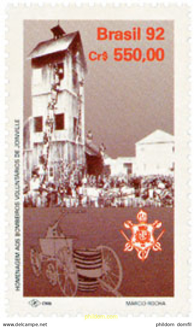 169080 MNH BRASIL 1992 100 ANIVERSARIO DE LOS BOMBEROS VOLUNTARIOS DE JOINVILLE - Unused Stamps