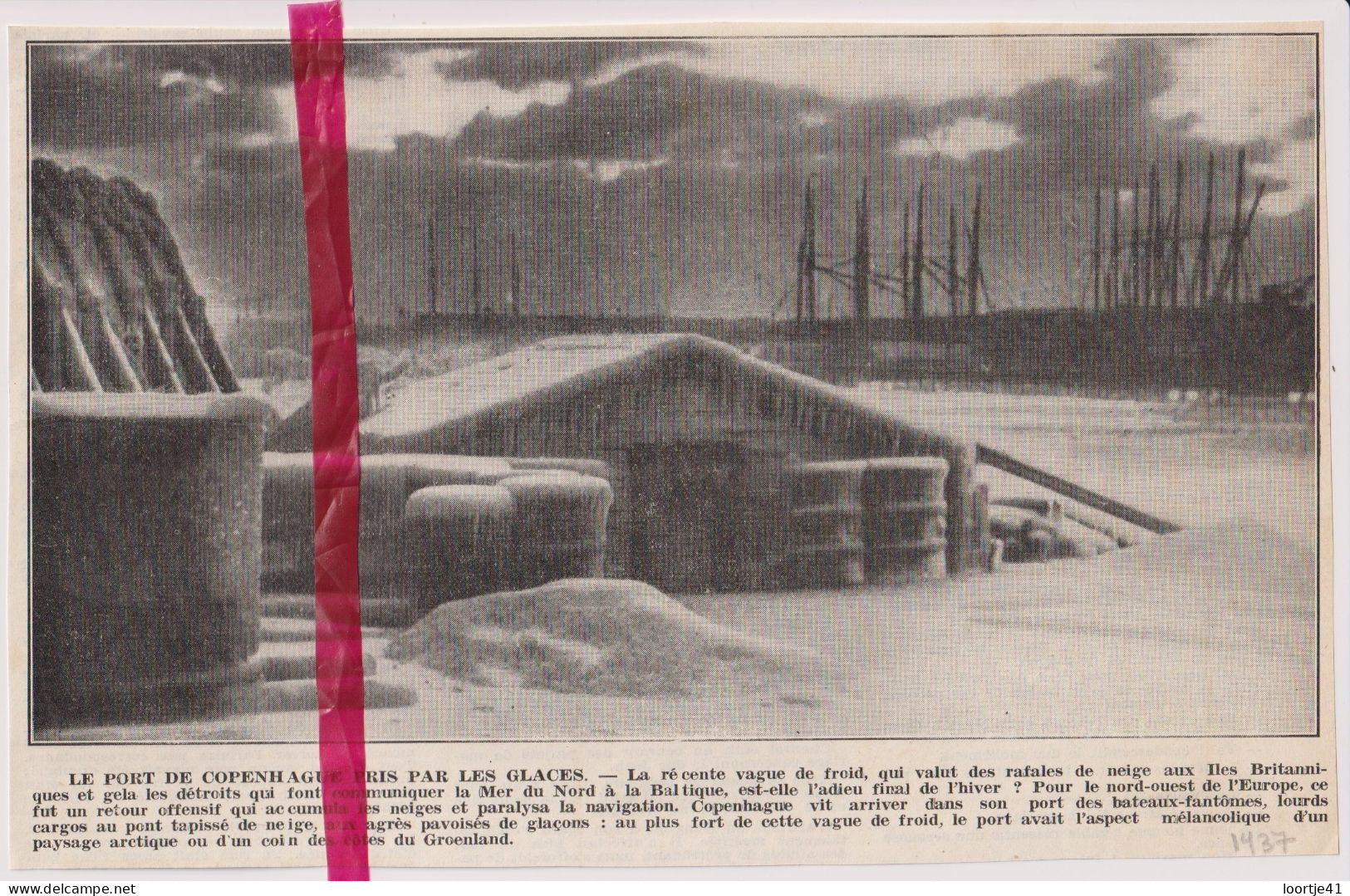 Copenhague Kopenhagen - Le Port Pris Par La Glace - Orig. Knipsel Coupure Tijdschrift Magazine - 1937 - Sin Clasificación