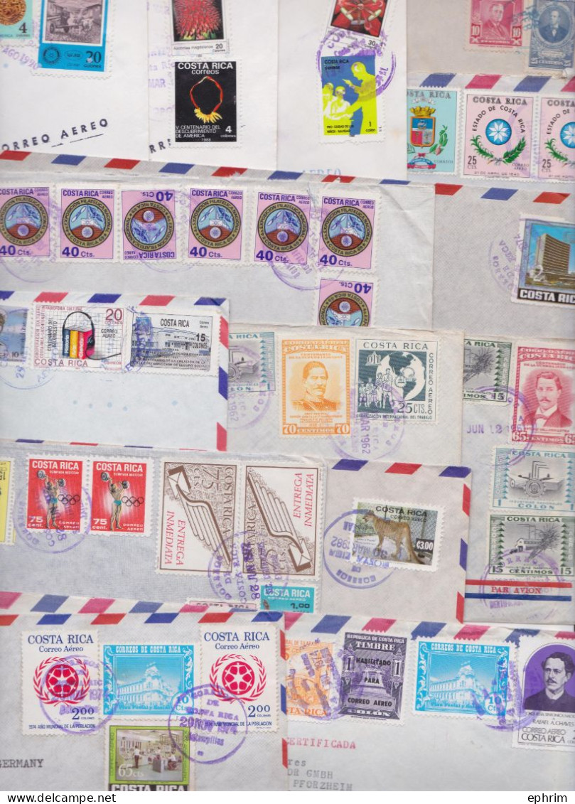 COSTA RICA Lot de 157 Enveloppes Timbrées Anciennes et Modernes Stamps Air Mail Covers Postal History Correo Aereo Sello