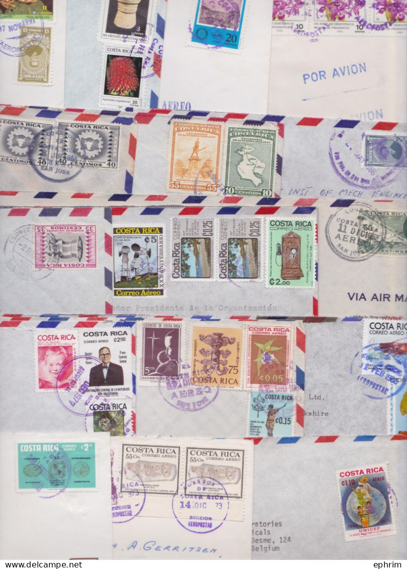 COSTA RICA Lot de 157 Enveloppes Timbrées Anciennes et Modernes Stamps Air Mail Covers Postal History Correo Aereo Sello