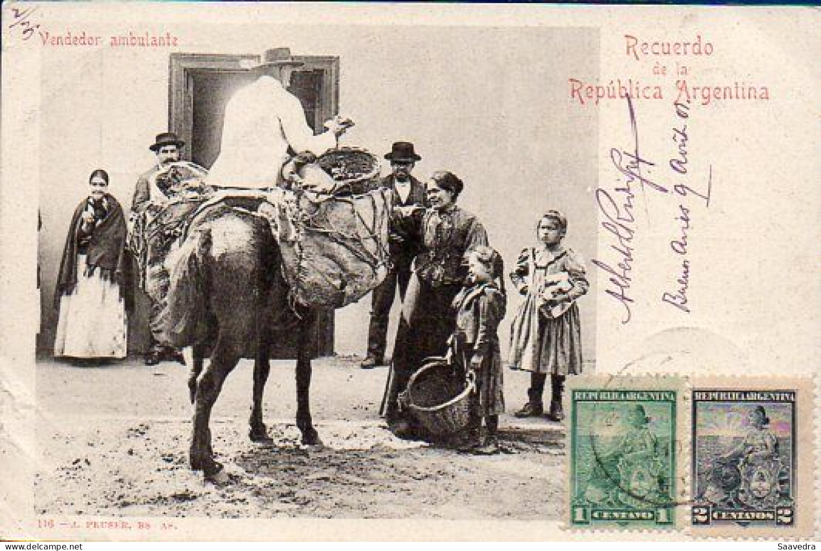 Argentina, Buenos Aires, 1901, Vendedor Ambulante (peddler), Used Postcard  (214) - Argentine