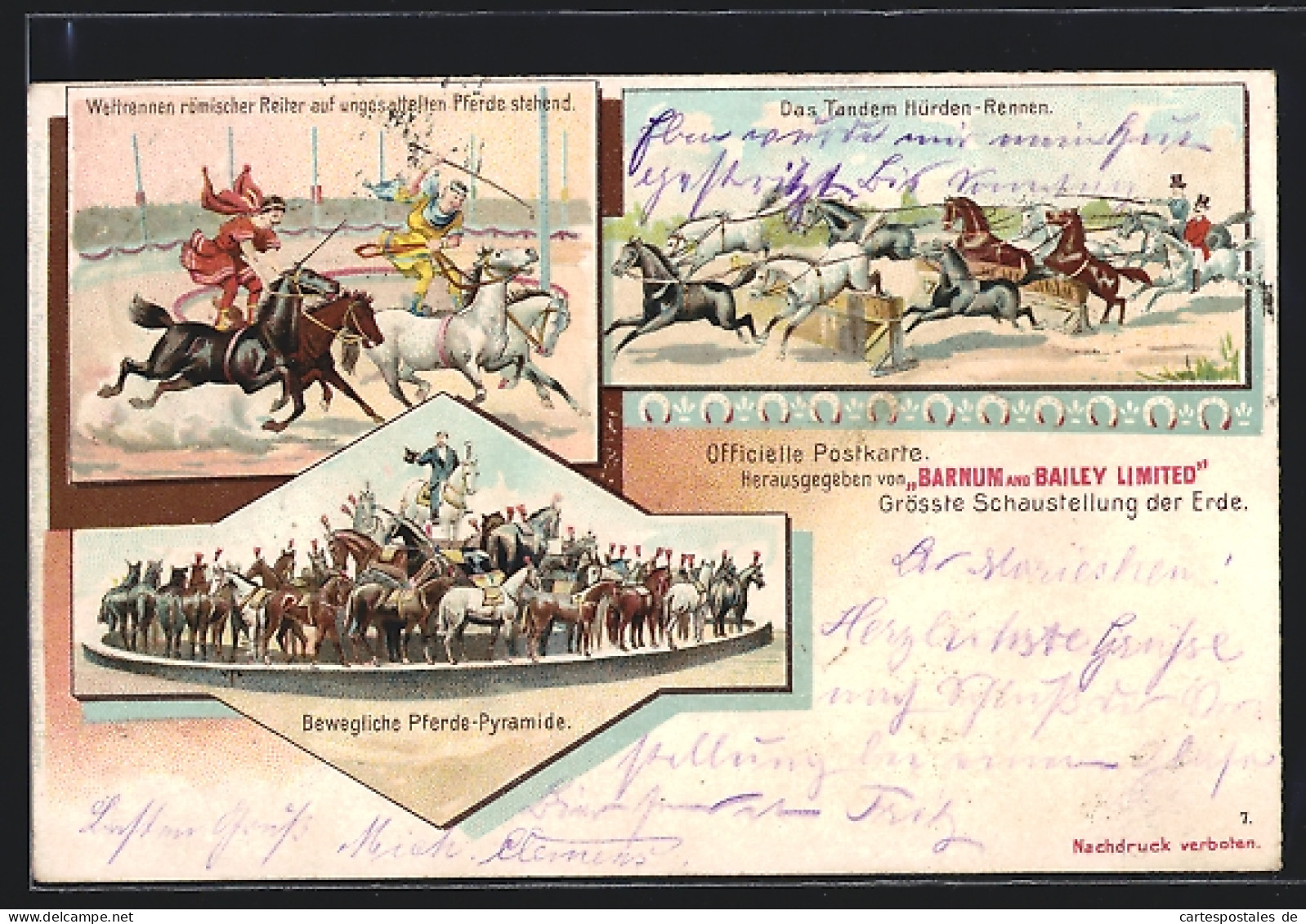 Lithographie Barnum And Bailey Limited, Zirkus, Bewegliche Pferde-Pyramide  - Zirkus