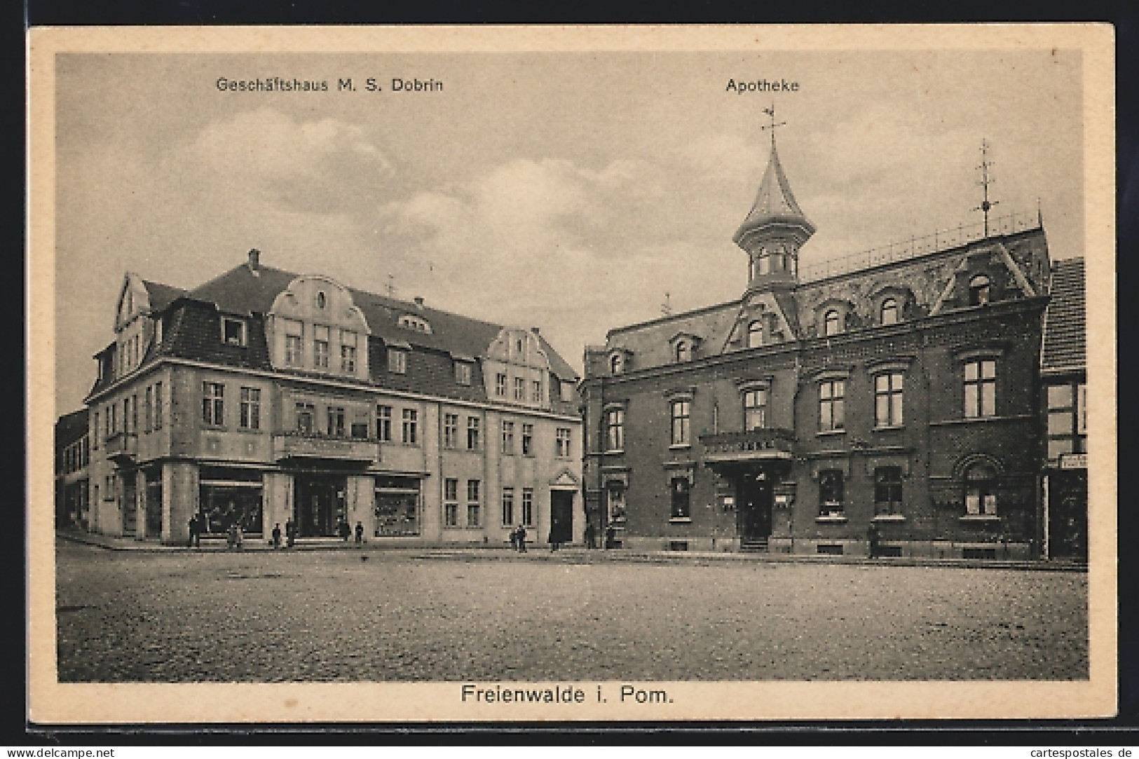 AK Freienwalde I. Pom., Geschäftshaus M. S. Dobrin, Apotheke  - Pommern