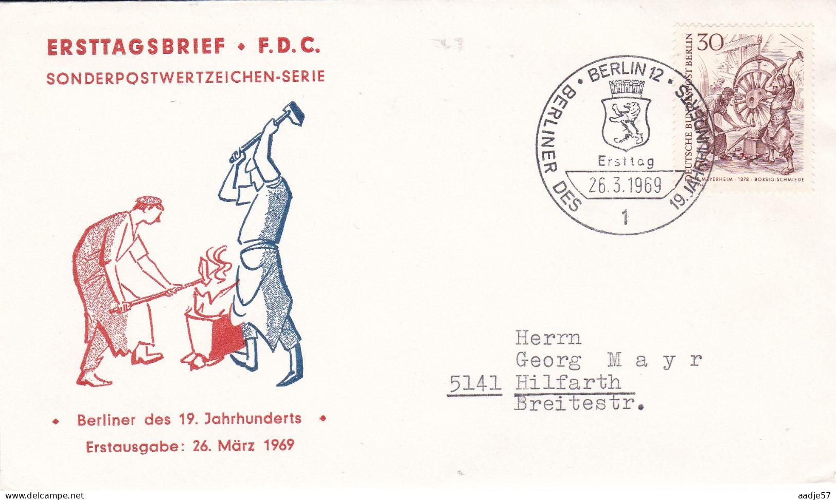 Germany Berlin Berlin FDC 1969 Mi-Nr.335 Berliner Des 19Jahrhunderts - 1948-1970