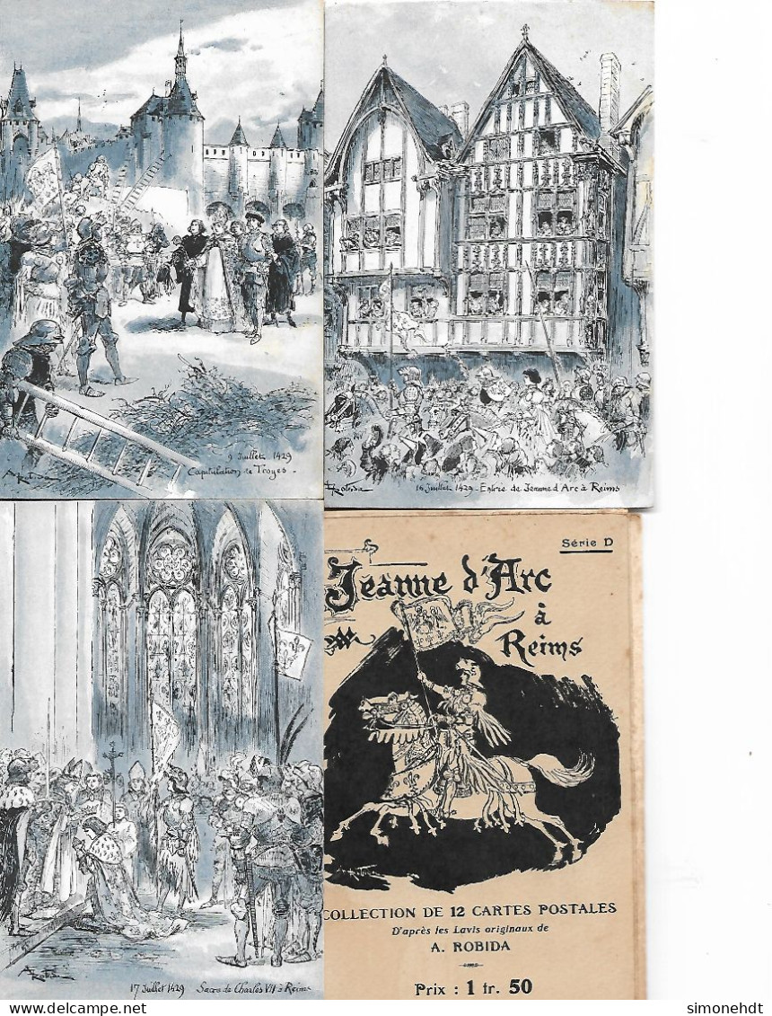 Illustrateur ROBIDA - Jeanne D'Arc à REIMS - Collection De 12 Cartes Postales Avec Pochette -série D Complète - Robida