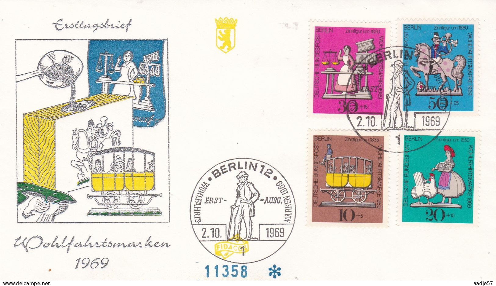 Germany Berlin  FDC1969 MiNr.348-351 Wohlfahrt Zinnfiguren - 1948-1970