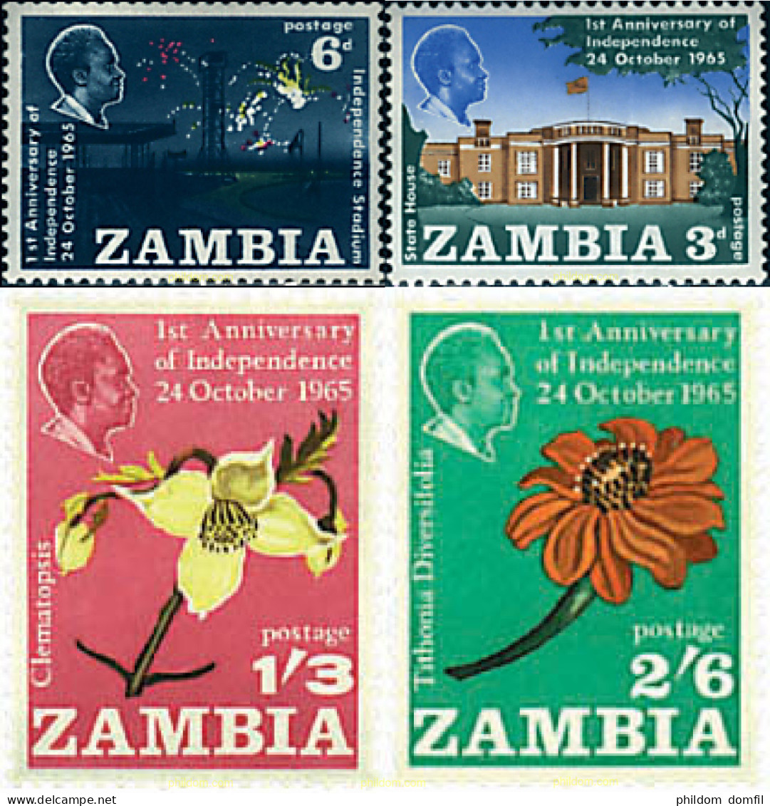 93099 MNH ZAMBIA 1965 1 ANIVERSARIO DE LA INDEPENDENCIA - Zambie (1965-...)