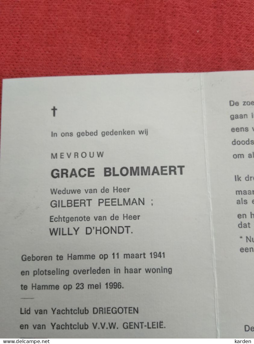 Doodsprentje Grace Blommaert / Hamme 11/3/1941 - 23/5/1996 ( Gilbert Peelman / Willy D'Hondt ) - Religion & Esotericism