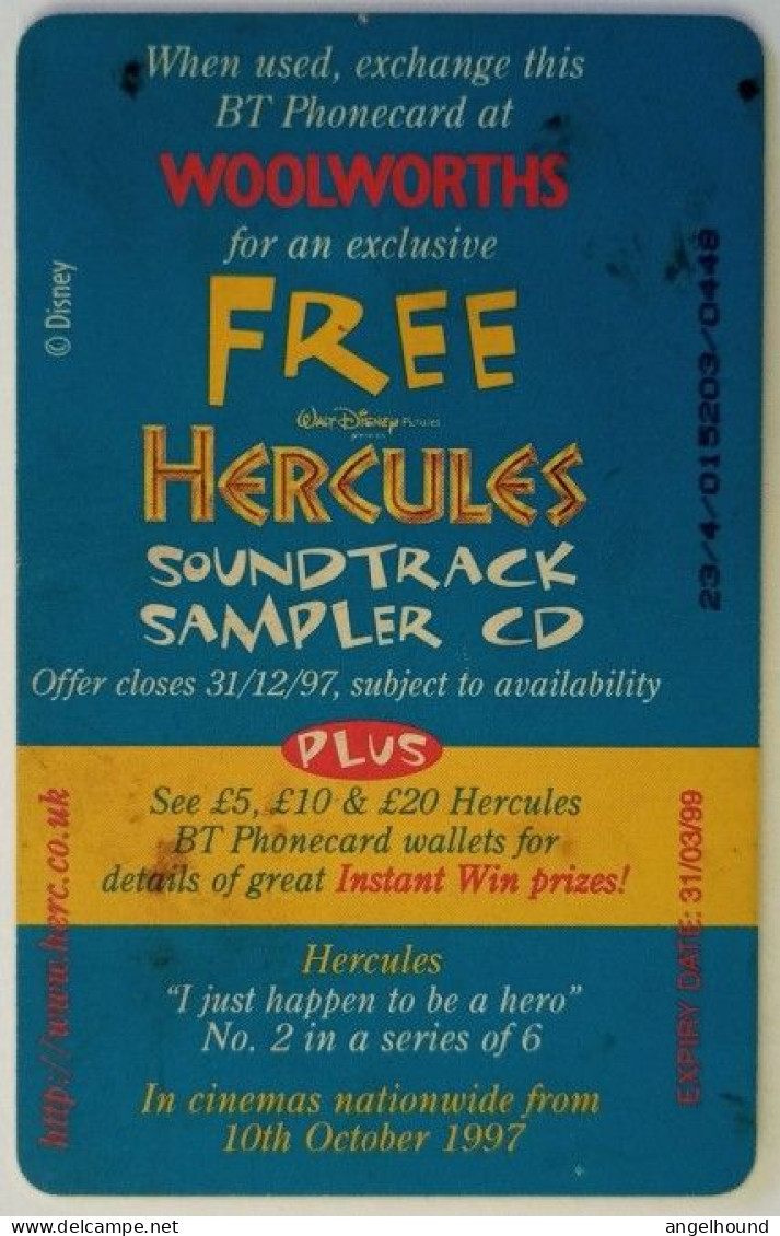 UK BT £2 Chip Card - Special Edition " Hercules " - BT Promotionnelles