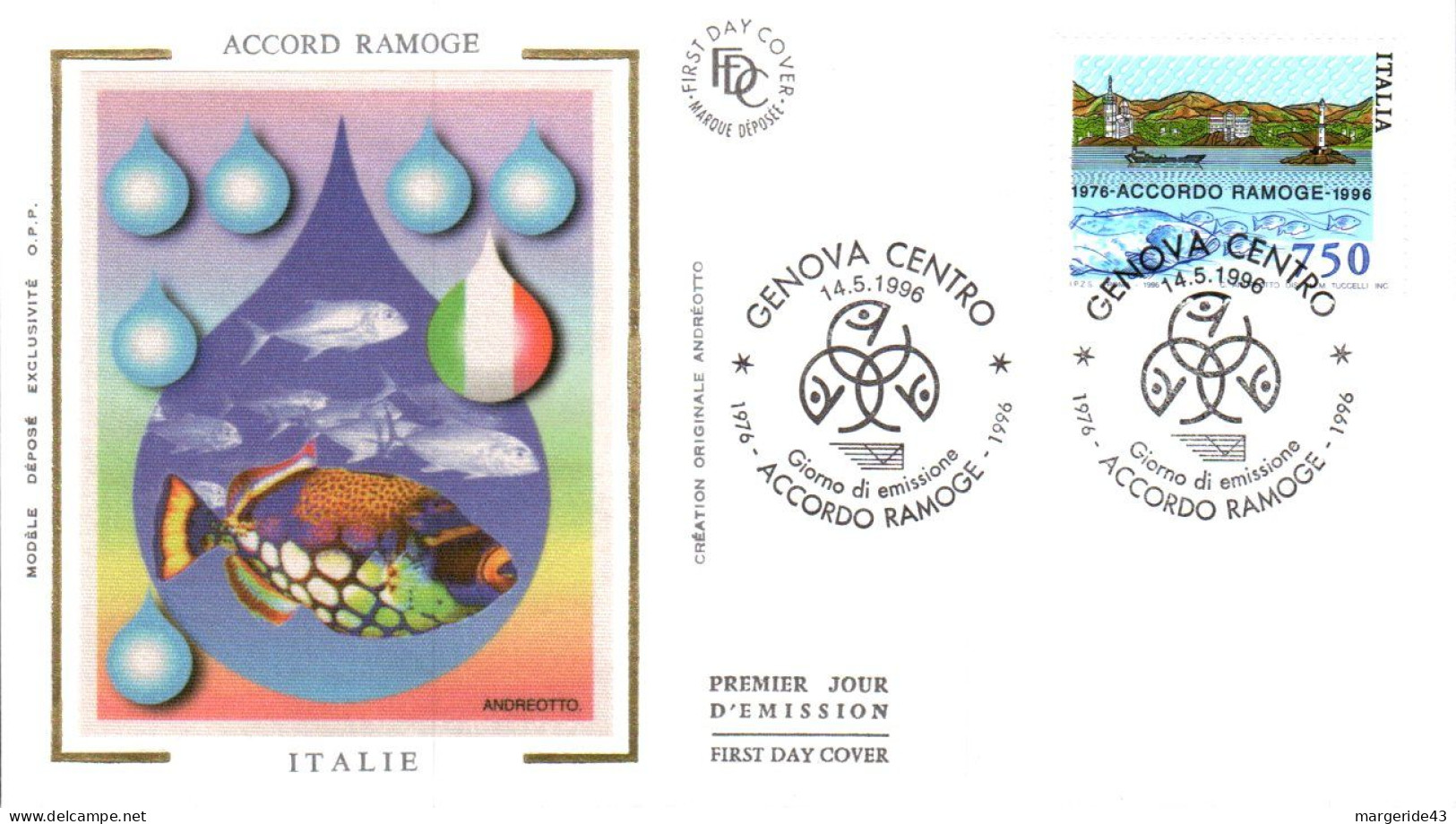 FDC 1993 ACCORD RAMOGE - ITALIE - 1990-1999