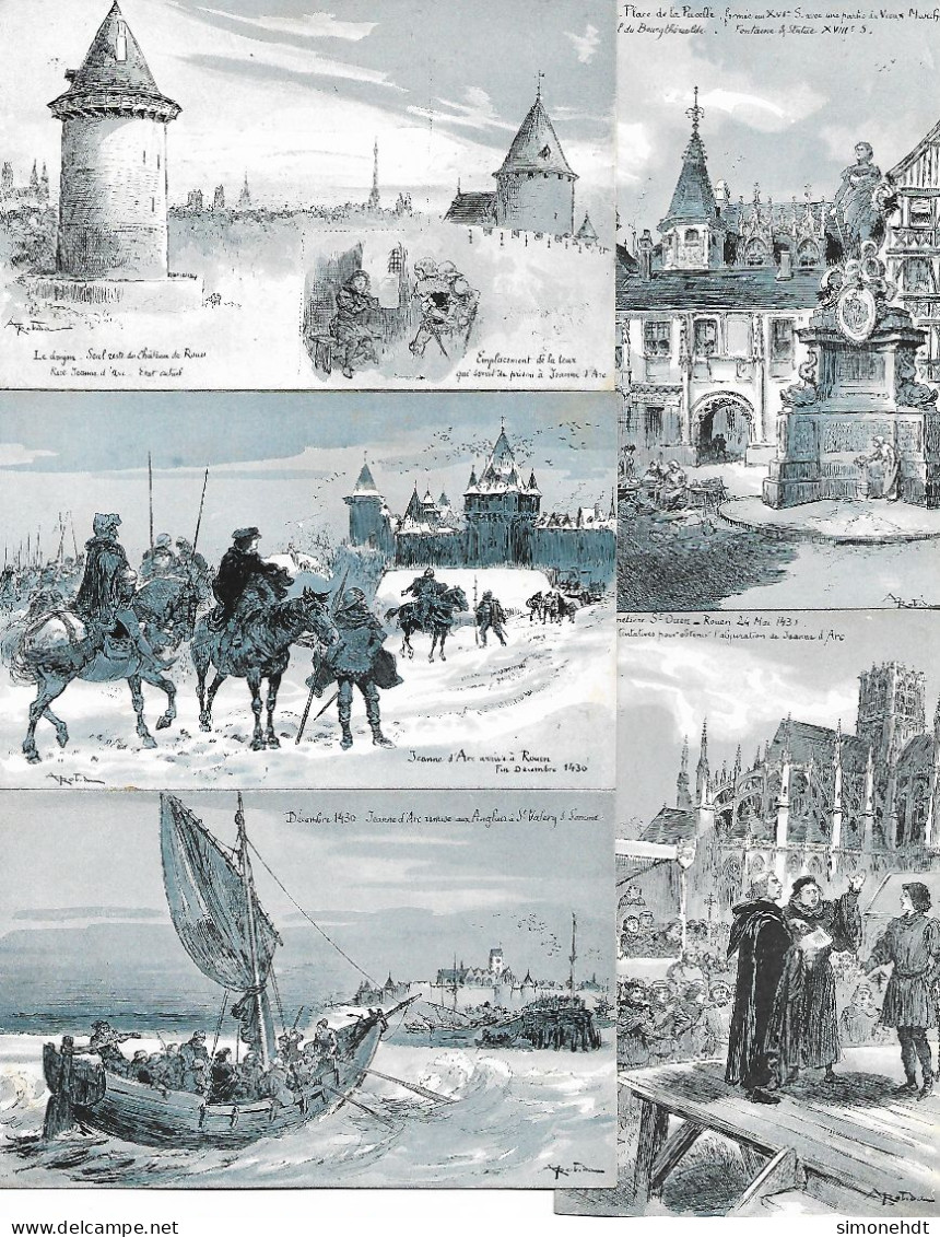 Illustrateur ROBIDA - Jeanne D'Arc à ROUEN - Collection De 12 Cartes Postales Avec Pochette -série F Complète - Robida