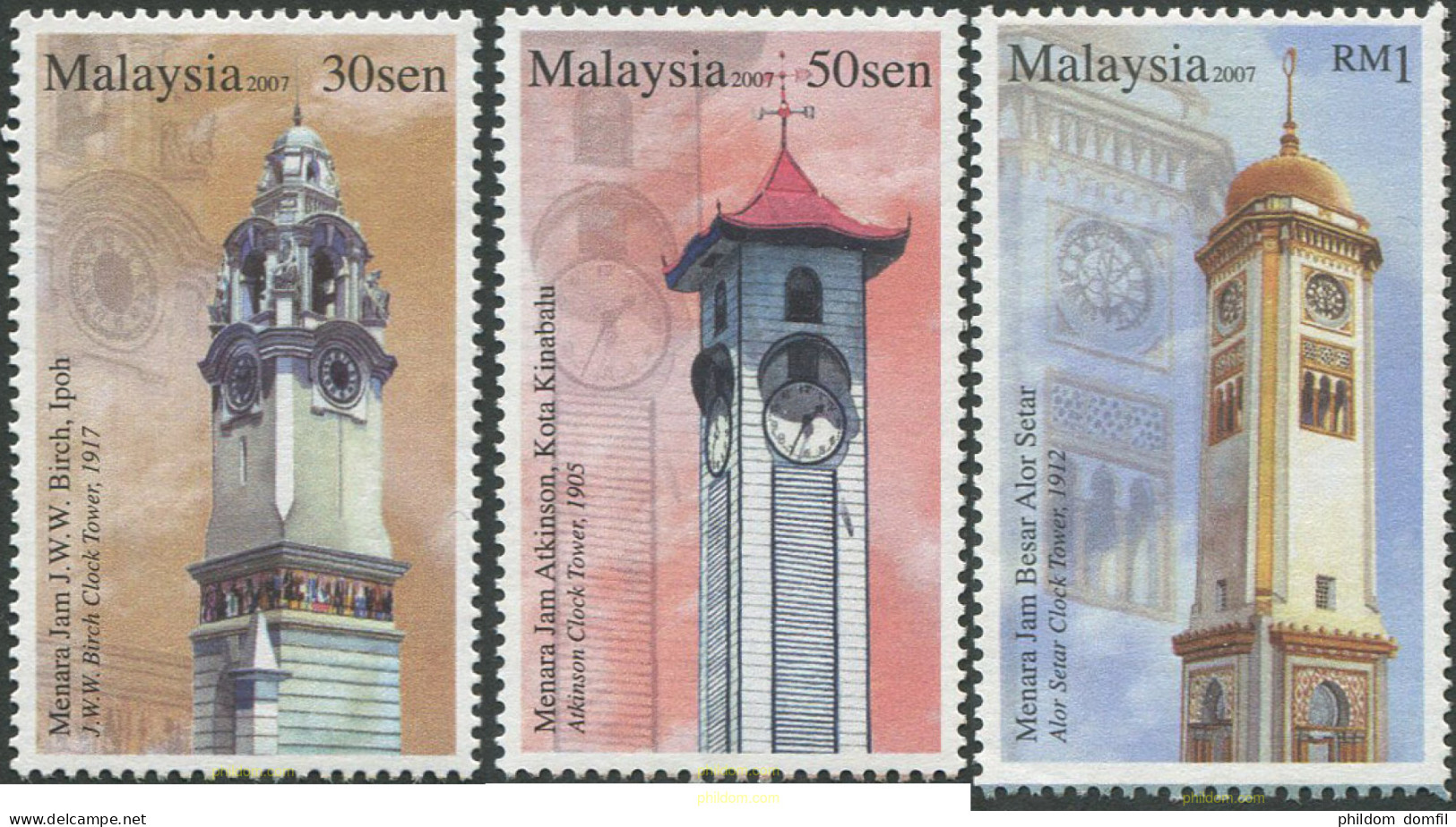 695313 MNH MALASIA 2007 MONUMENTOS. TORRES RELOJ - Malasia (1964-...)