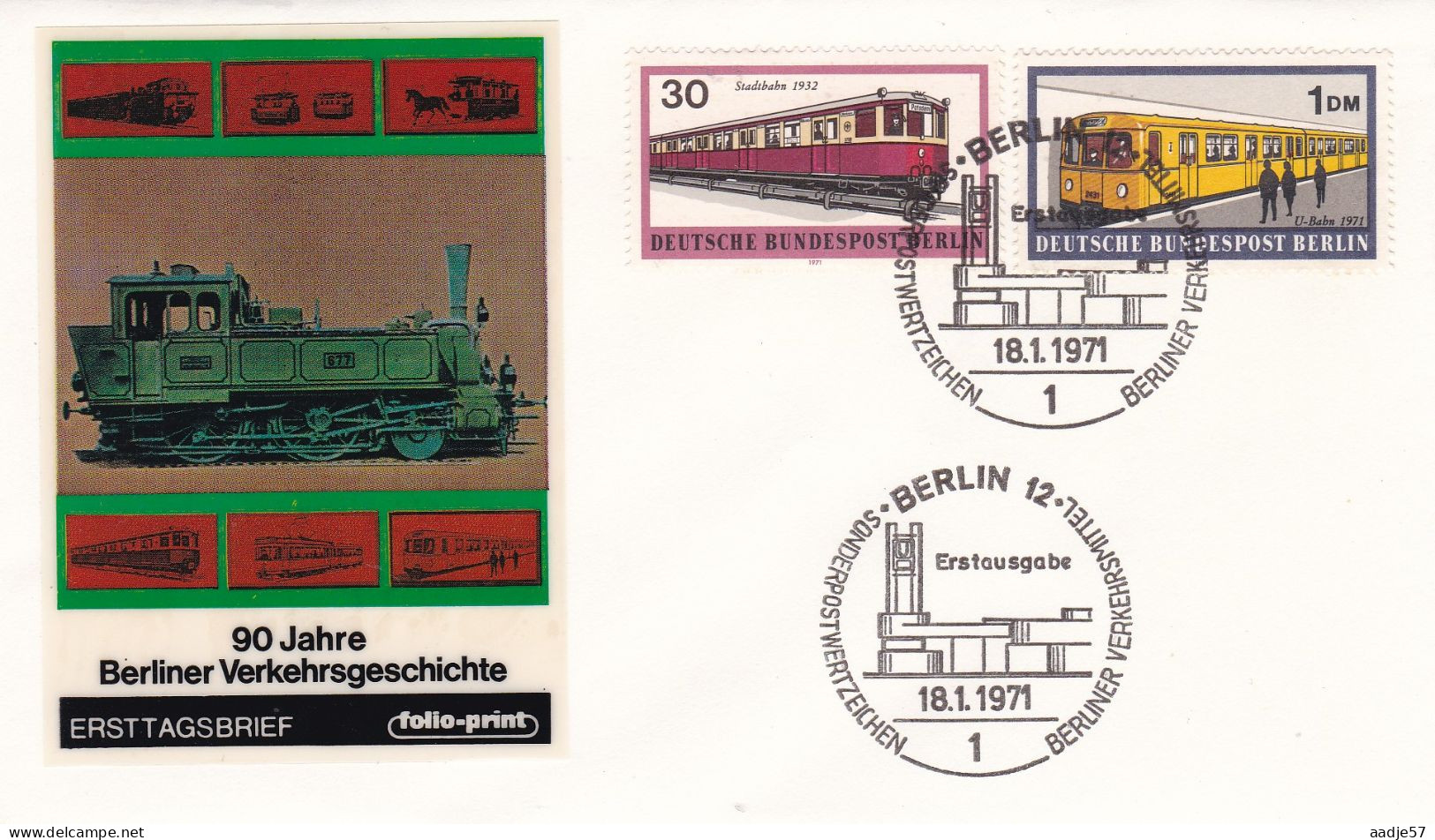 Deutschland Germany Berlin: 18.01.1971 FDC -Berliner Verkehrsmittel - Trains