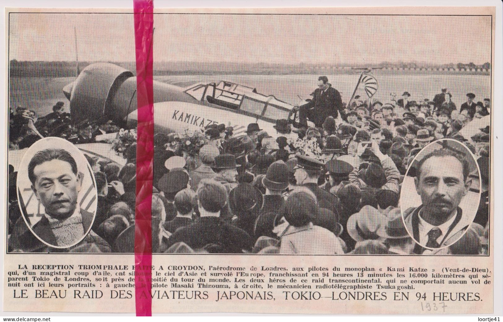 Croydon - Reception Des Aviateurs Japonais - Orig. Knipsel Coupure Tijdschrift Magazine - 1937 - Ohne Zuordnung